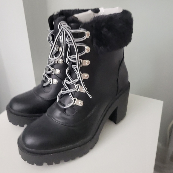 New Torrid black platform fur black booties 9 ww extra wide calf - Picture 7 of 11